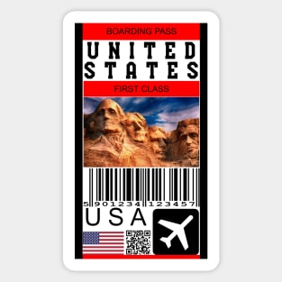 USA first class boarding pass Sticker